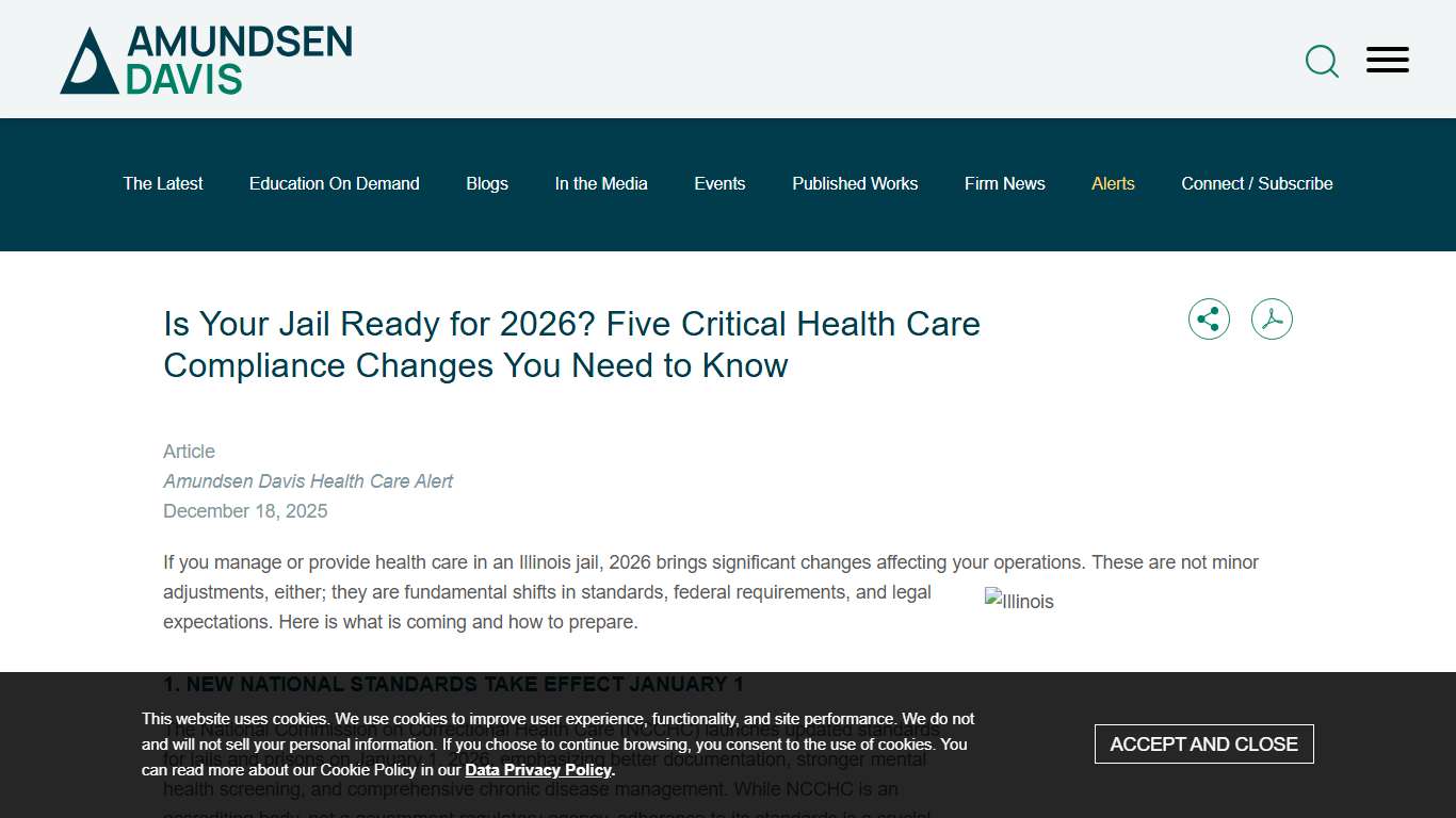Is Your Jail Ready for 2026? Five Critical Health Care Compliance Changes You Need to Know: Amundsen Davis